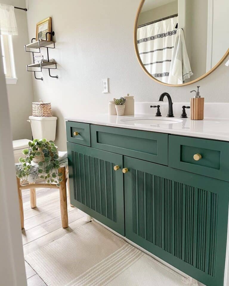 Forest Green Vanity with Fluting Detail