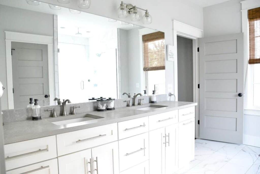 Frameless Mirror for White Bathroom Vanity