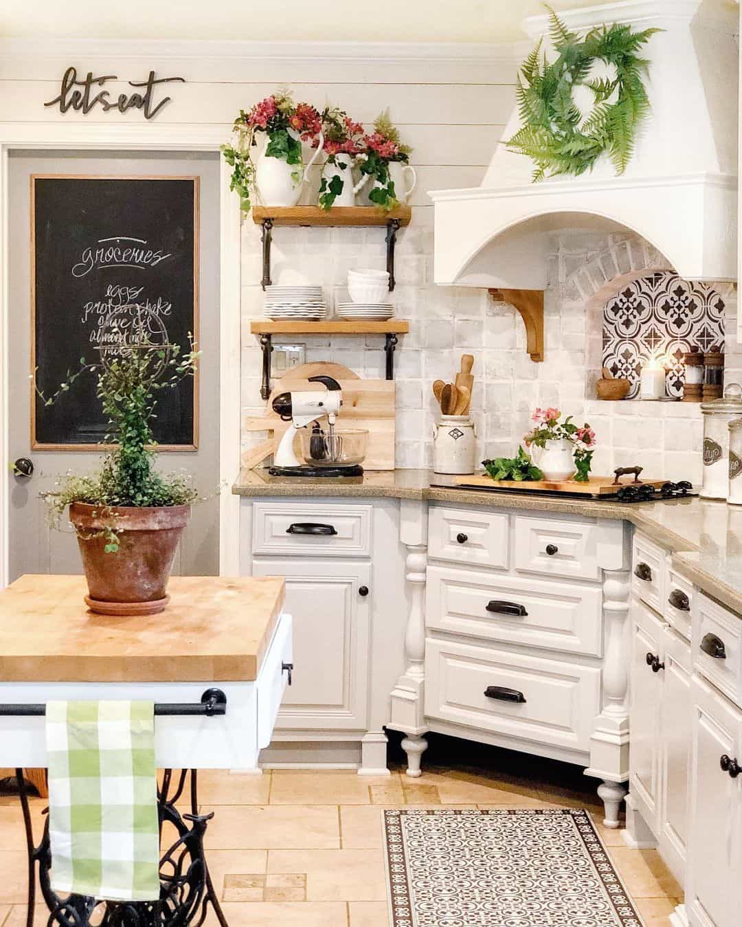 French Country Farmhouse Kitchen Butcher Block Island Soul Lane french-country-farmhouse-kitchen-butcher-block-island-soul-lane