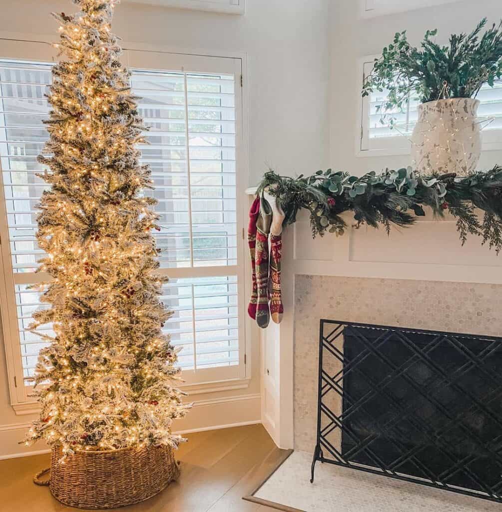 Frosted Slim Christmas Tree for Fireplace