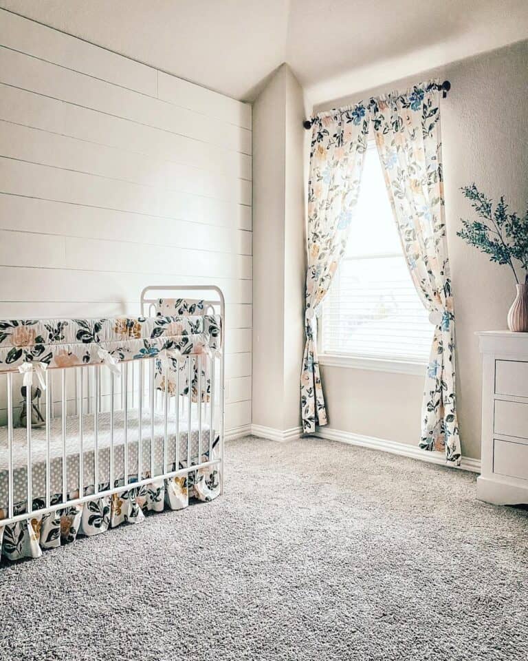 Girl Nursery Ideas Include Matching Crib Covers and Curtains