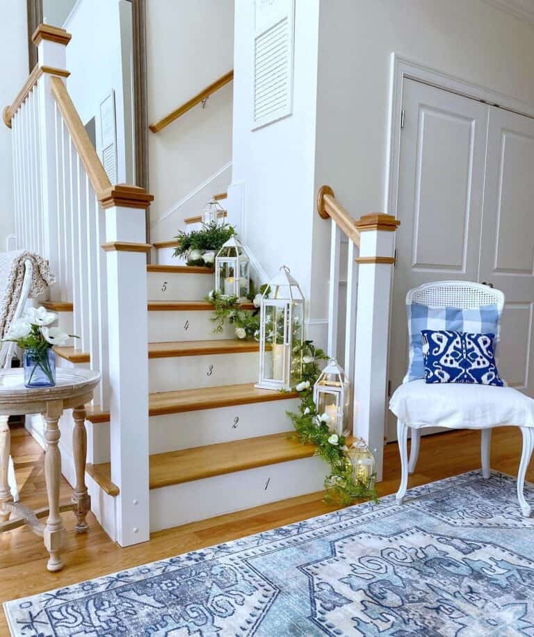 Golden Oak and White Staircase Trim