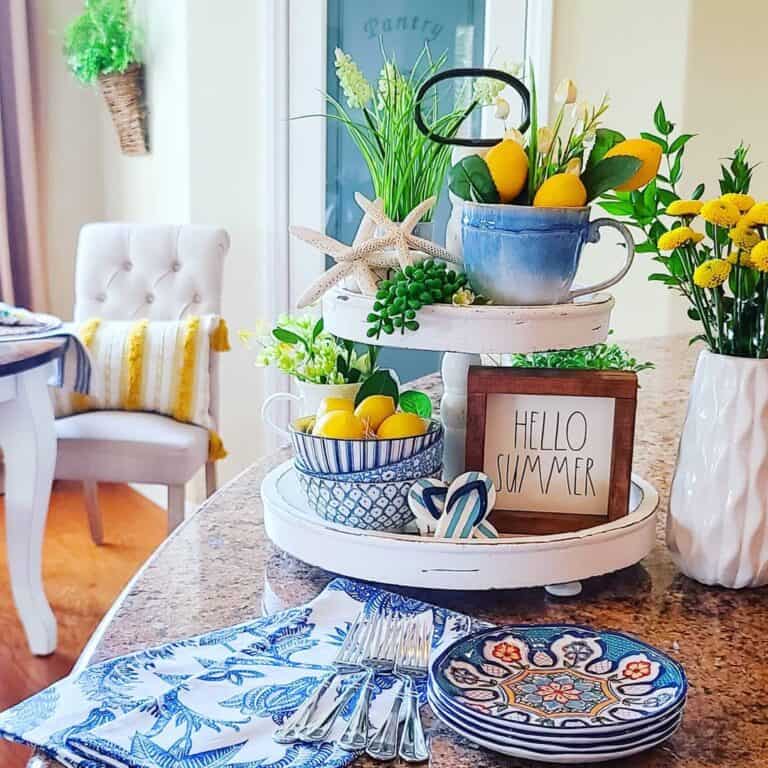 Gorgeous Blue Kitchen Accessories and Yellow Lemons