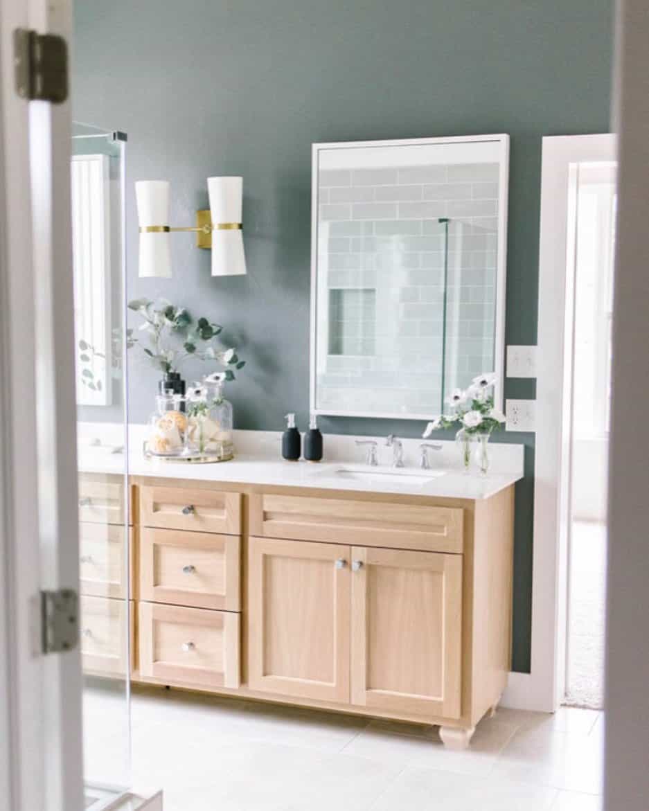Gray Bathroom Wall with White Tile Flooring - Soul & Lane