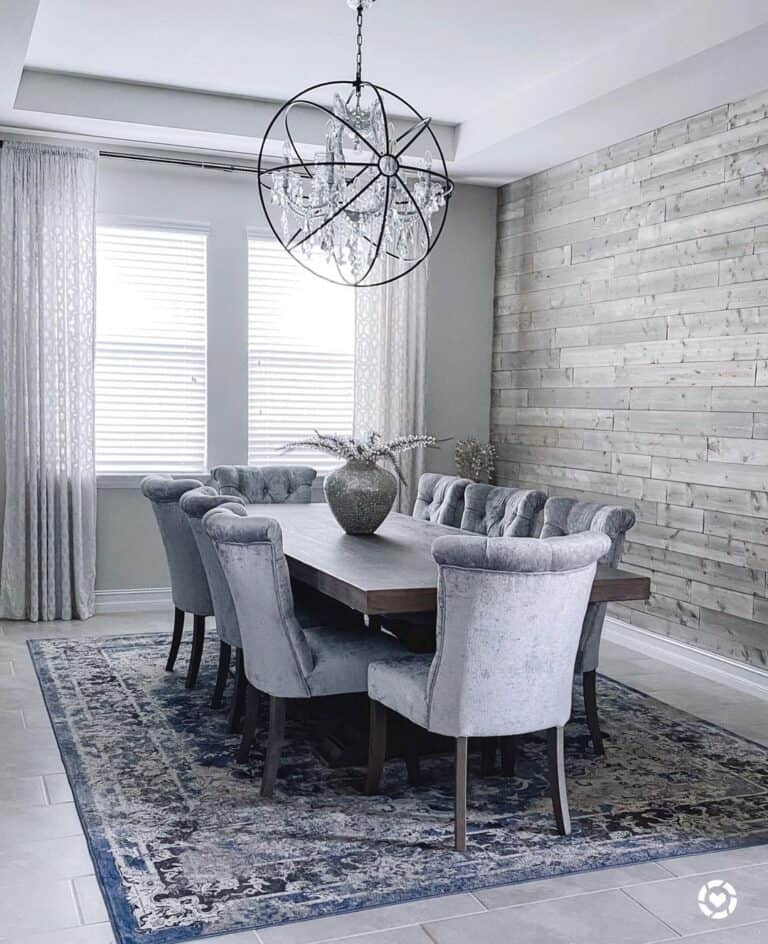Gray Dining Space with Accent Shiplap Wall