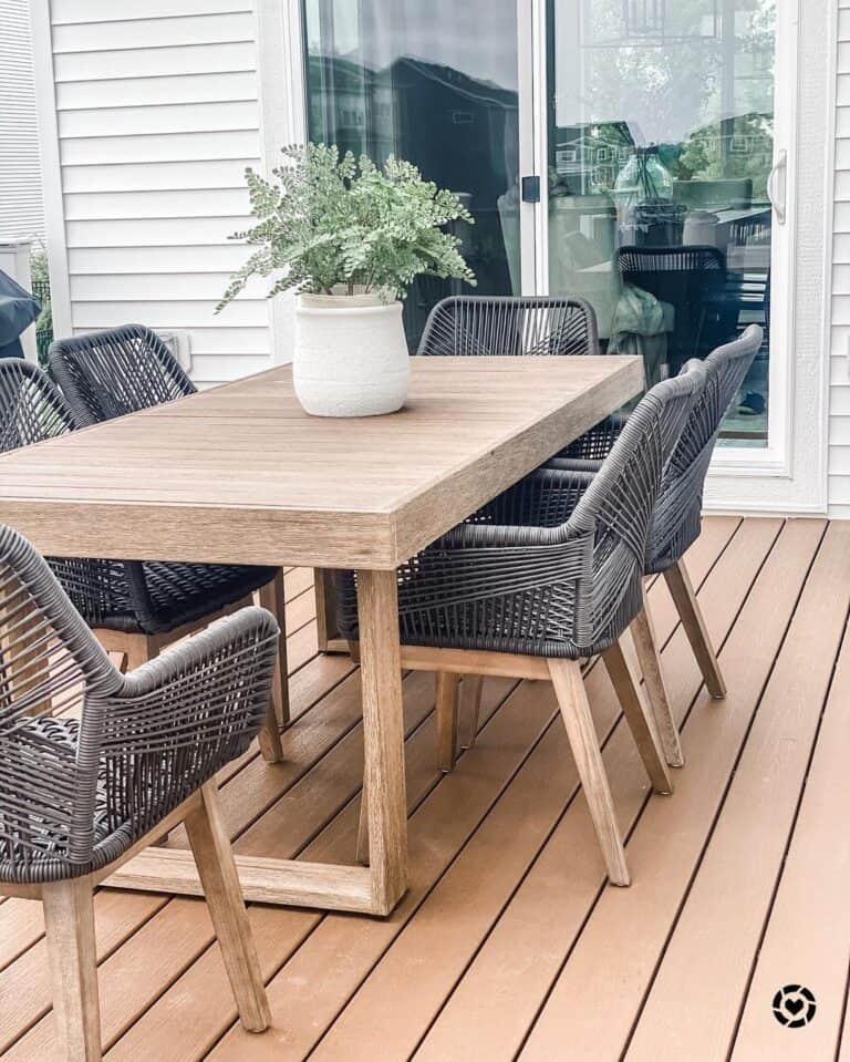 Gray Rattan Patio Chairs with Wood Legs