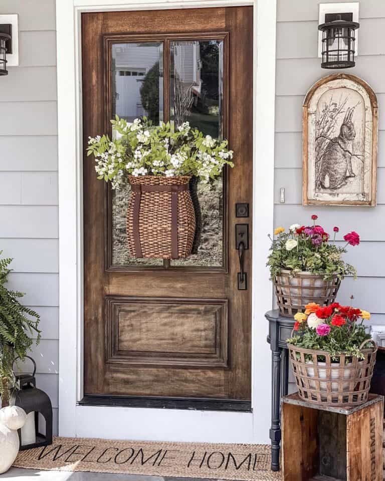 Gray Siding Porch with Vintage Sconces