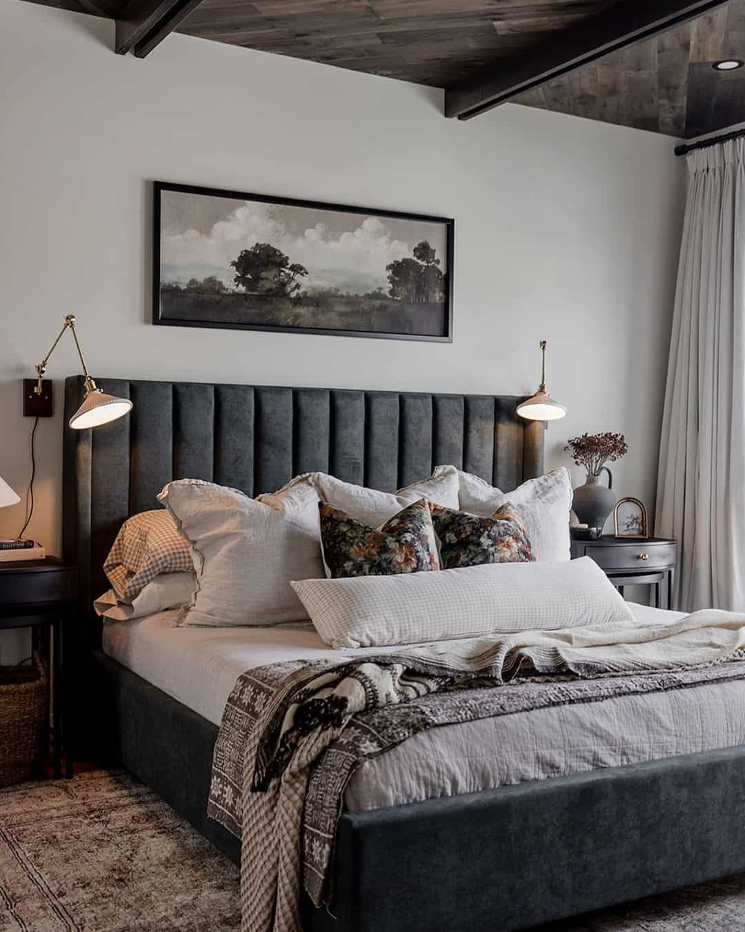 Gray Upholstered Headboard King Platform Bed Soul & Lane