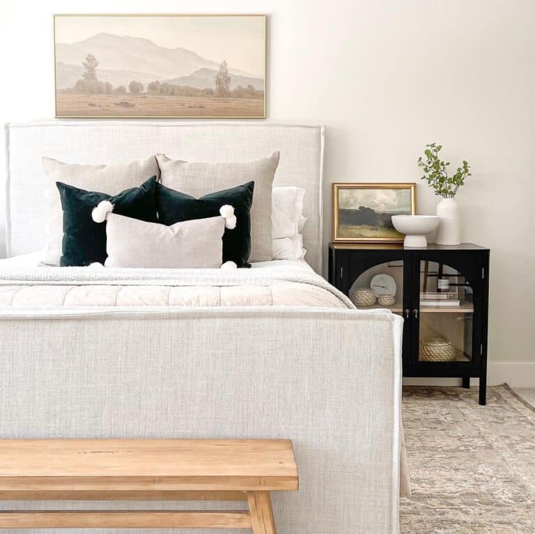 Gray Upholstered Headboard and Footboard