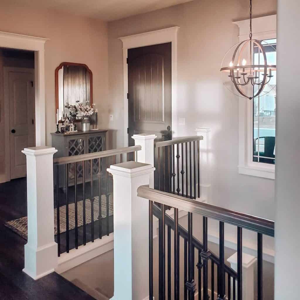 Gray and White Hallway with Staircase