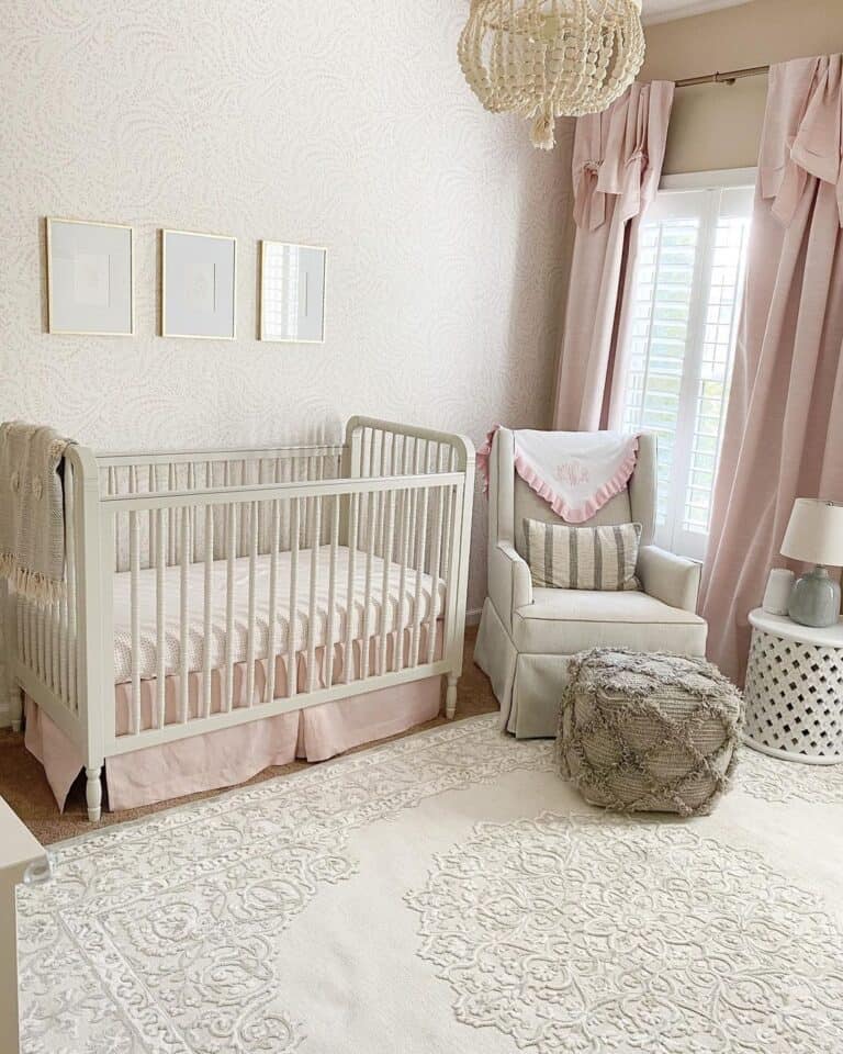 Grey Pouf Ottoman in a Nursery
