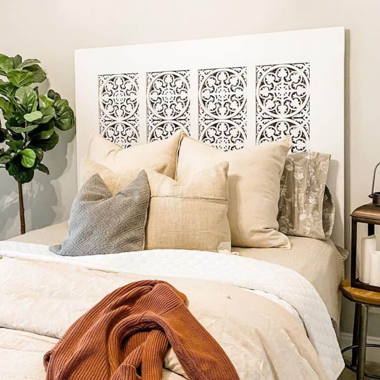Guest Room with White Stenciled Headboard