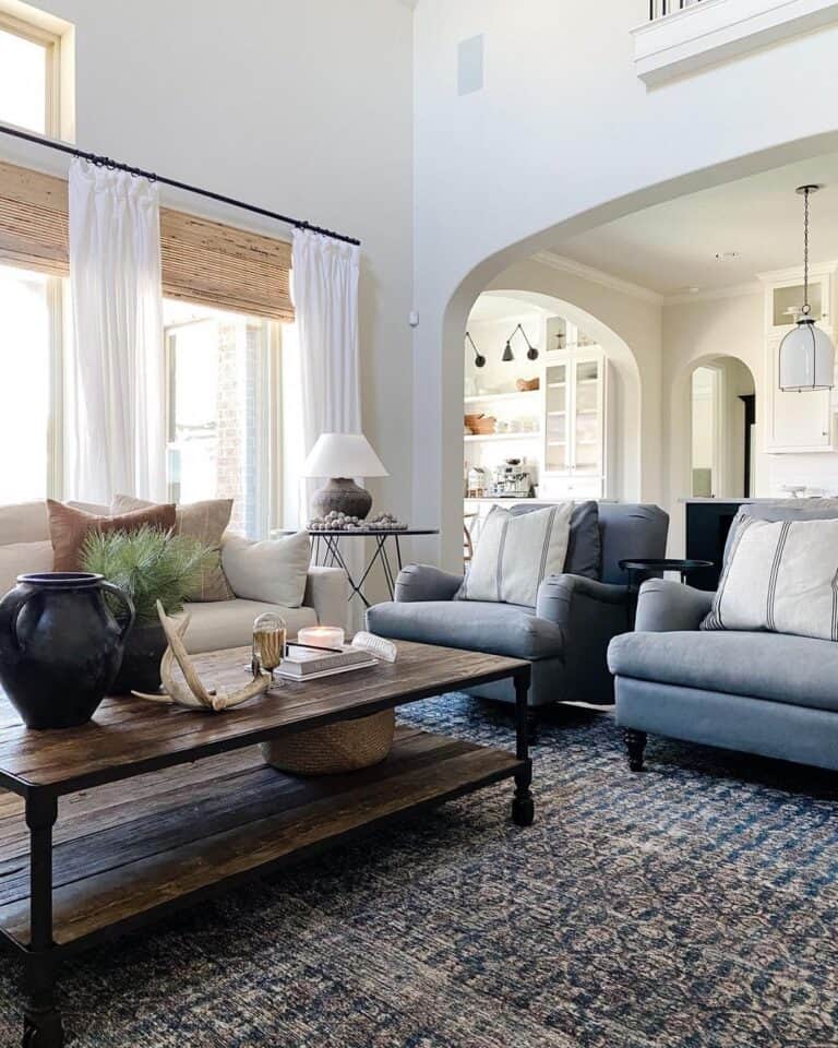 High Ceiling Living Room with Seating