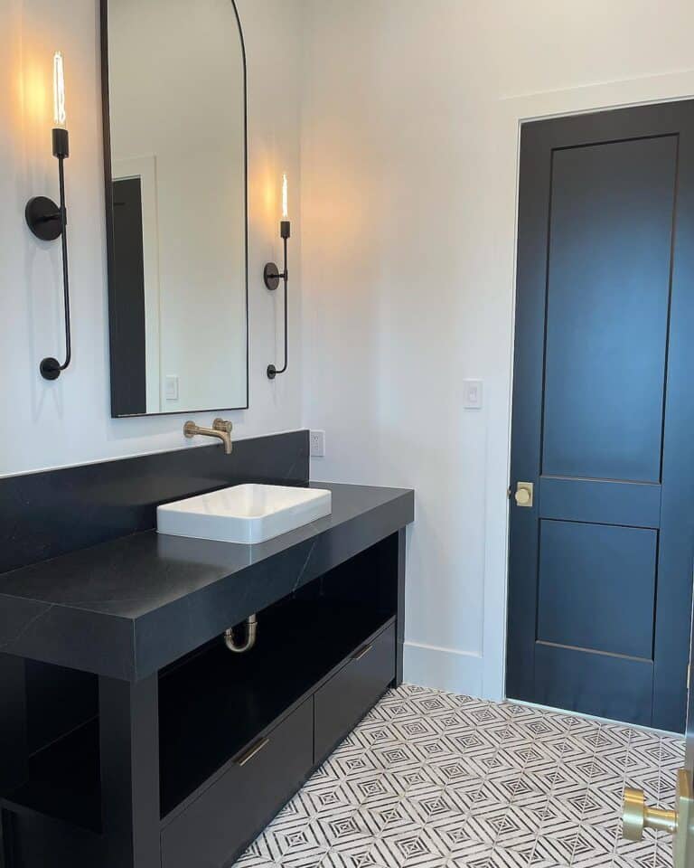 Ideas for Black Bathroom Door and Sink Vanity