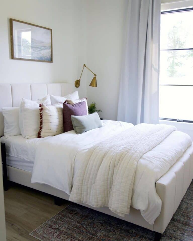 Ivory Upholstered Headboard Full Bed