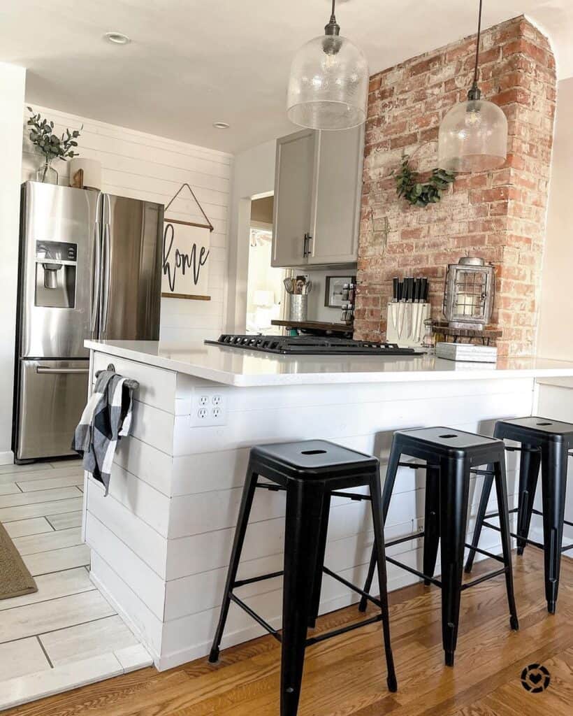 Kitchen with Rustic Brick Wall