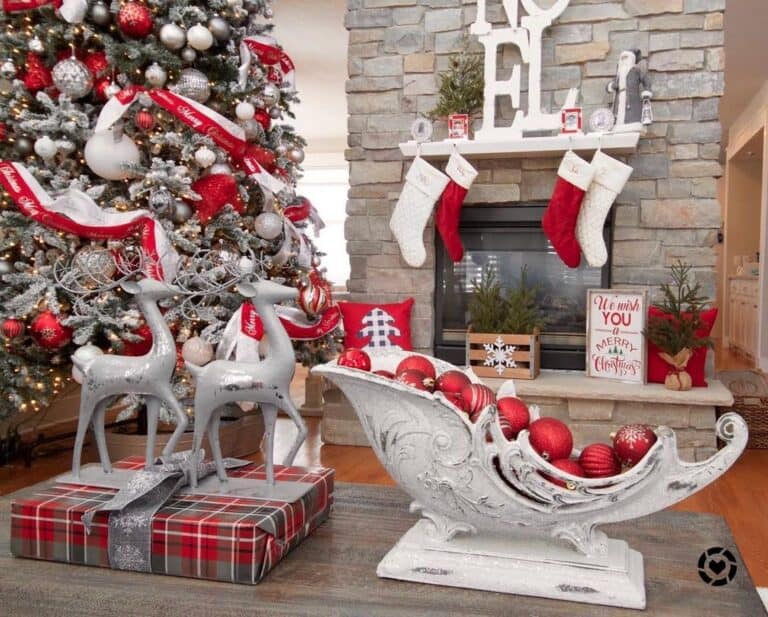 Red and silver christmas decor deals
