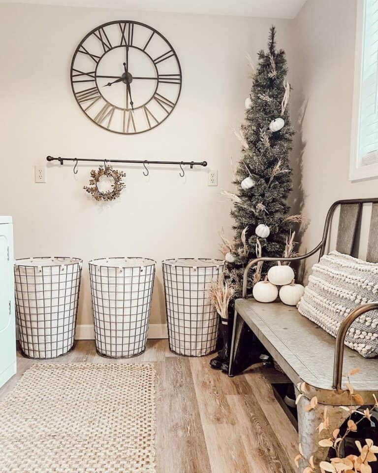 Laundry Room with Pencil Christmas Tree