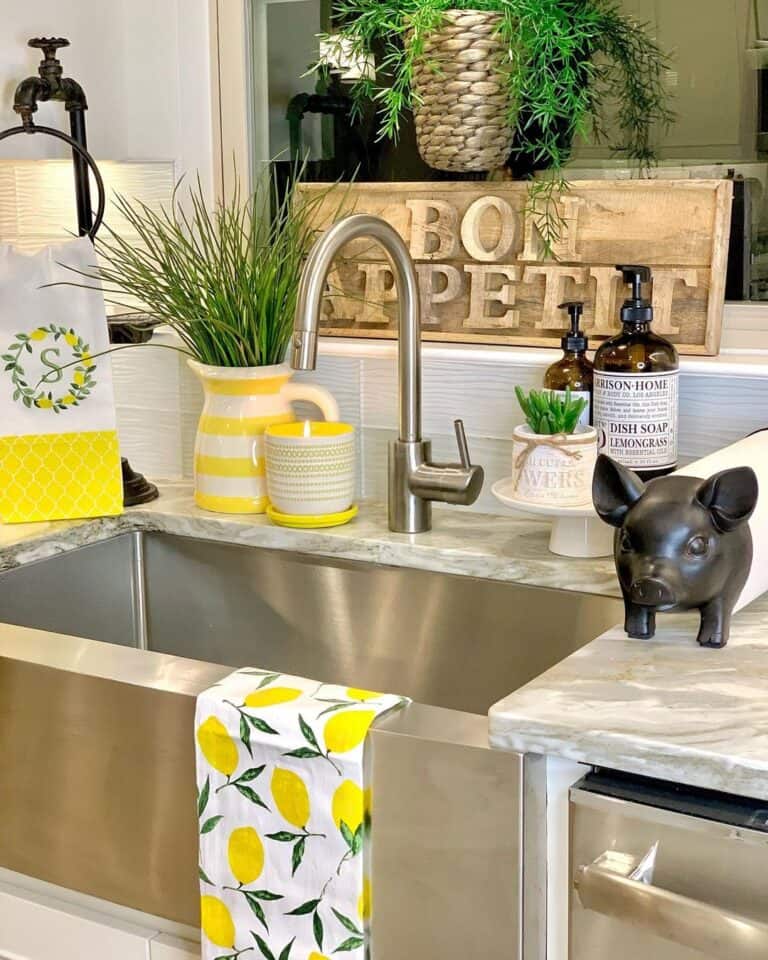 Lemon Kitchen Décor with Rustic Touches
