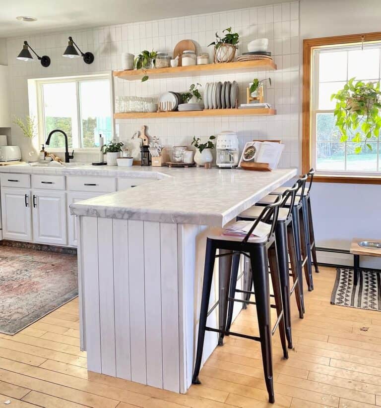 Light Wood Kitchen Floating Shelves