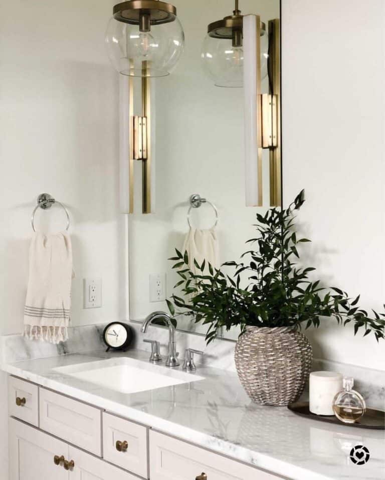 Linear Sconces Border Rectangular Bathroom Mirror
