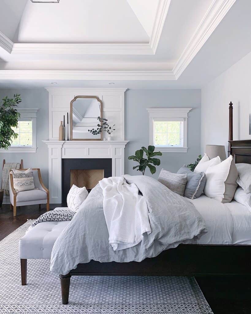 Luxurious Bedroom with White Trim Windows