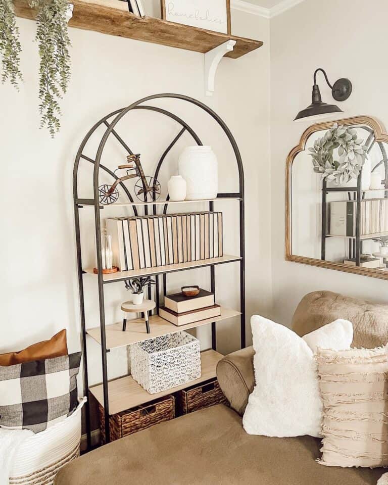 Metal Arched Shelf in Living Room