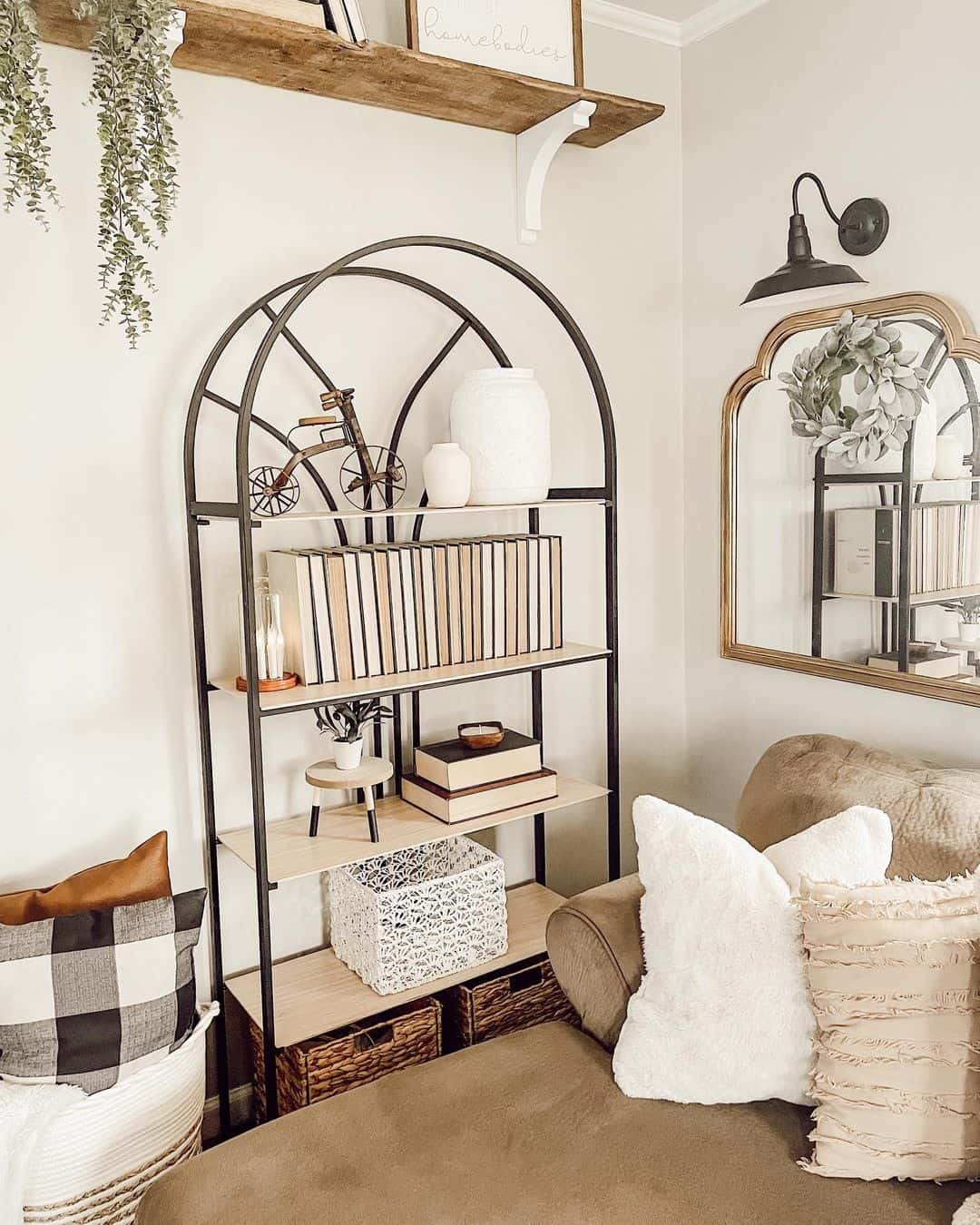 Metal Arched Shelf in Living Room - Soul & Lane