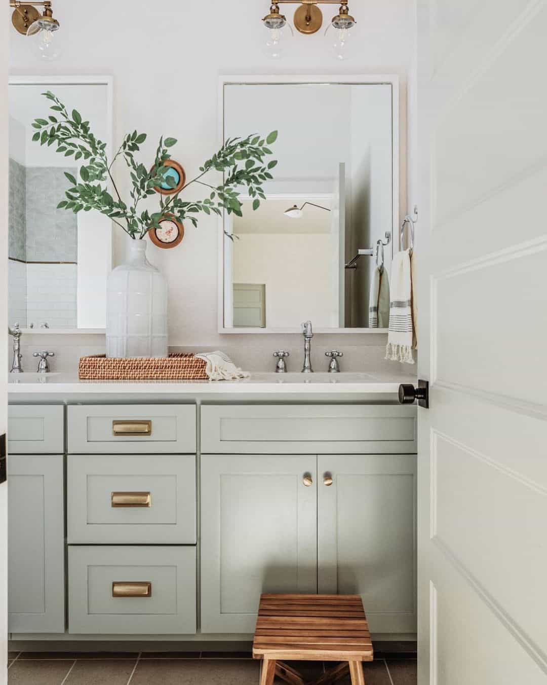 Mint Green Bathroom Vanity with Shaker Soul & Lane