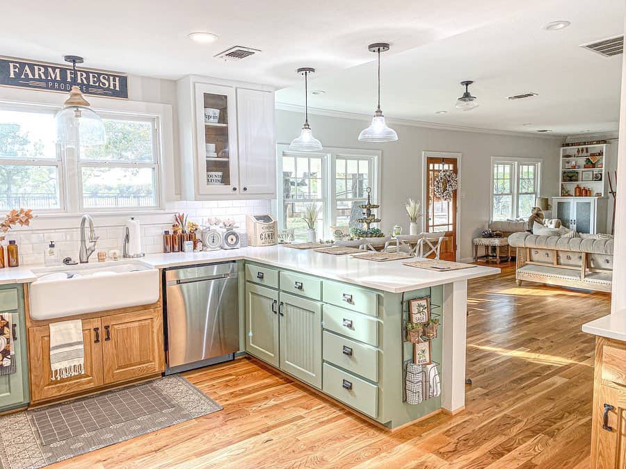 Mint Green Kitchen with Warm Wood Floors Soul & Lane