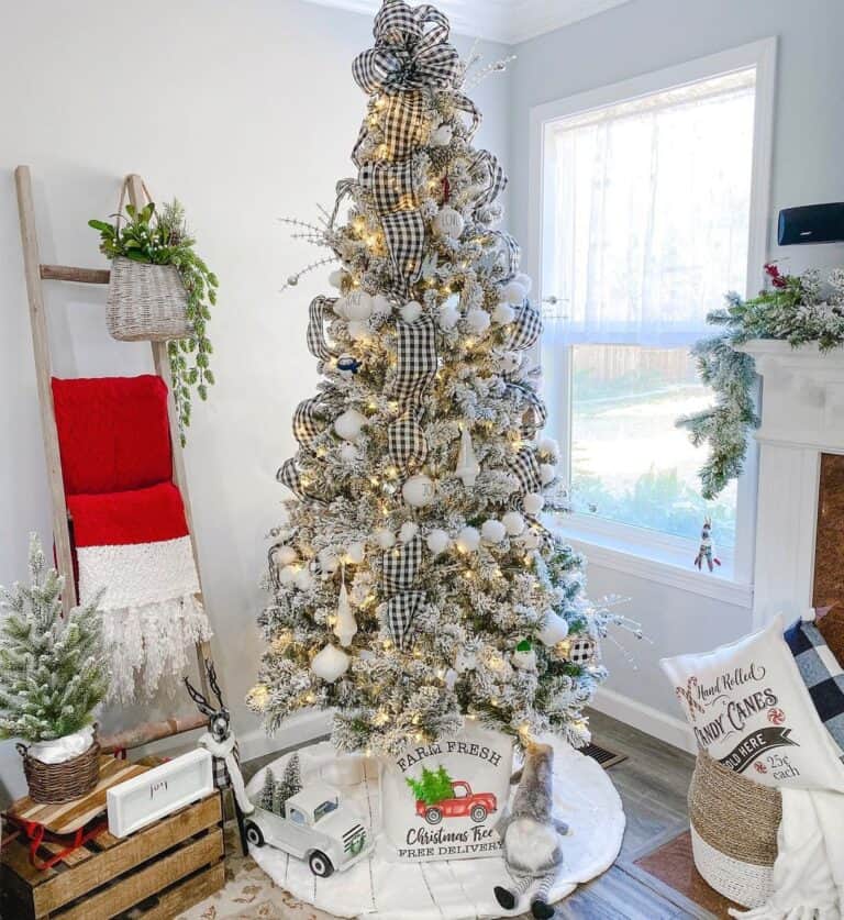 Modern Christmas Tree with Blanket Ladder