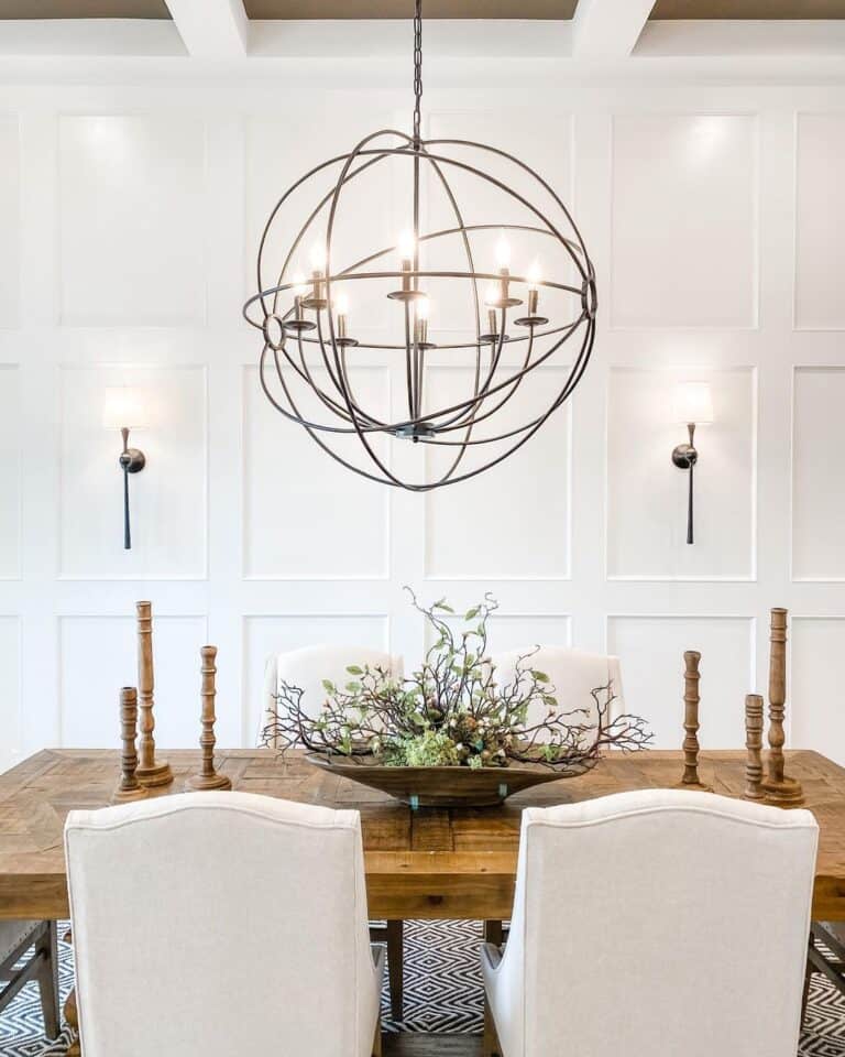 Modern Dining Room with Unique Lighting