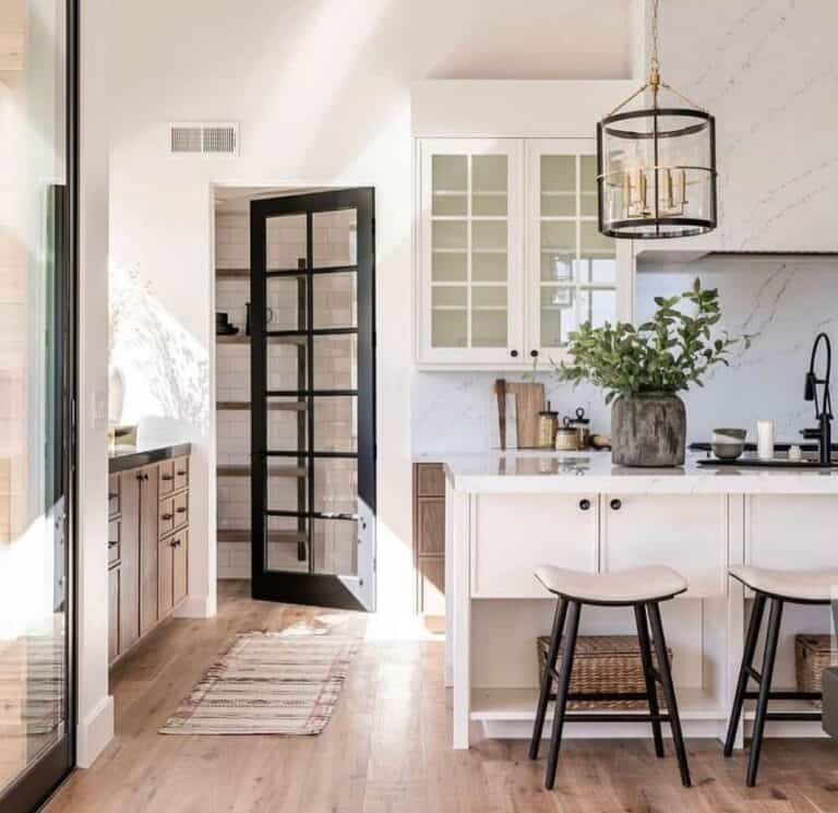 Modern Farmhouse Kitchen with Unique Lighting