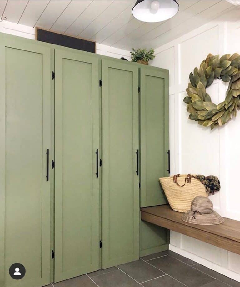 Mudroom with Green Leaf Wreath
