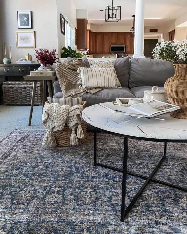 Neutral Accessories on Gray Living Room Sofa