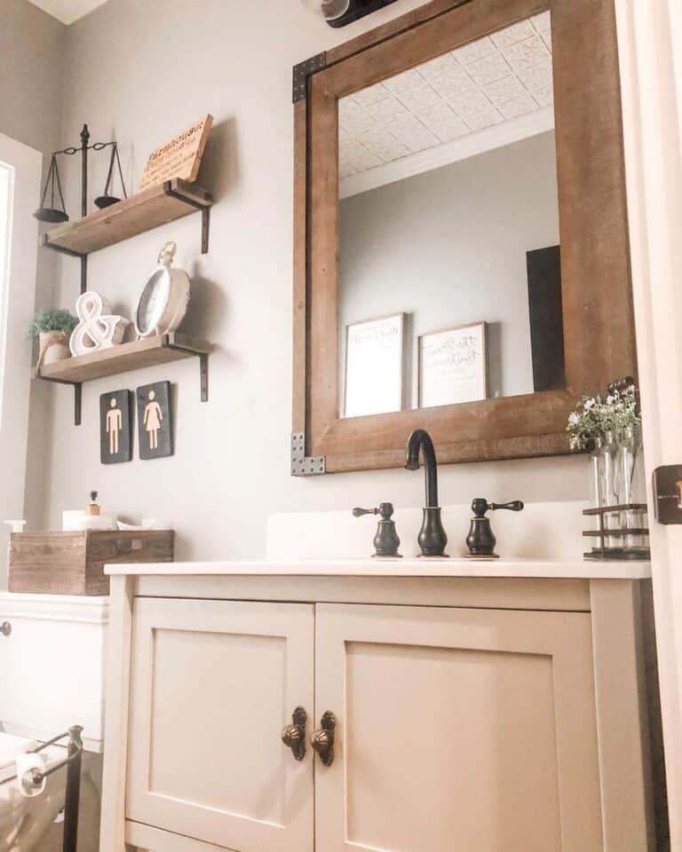 Neutral Bathroom with Open Shelving