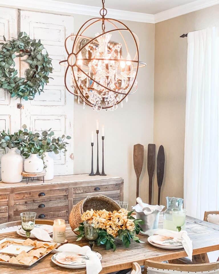 Neutral Dining Space with Floral Tablescape