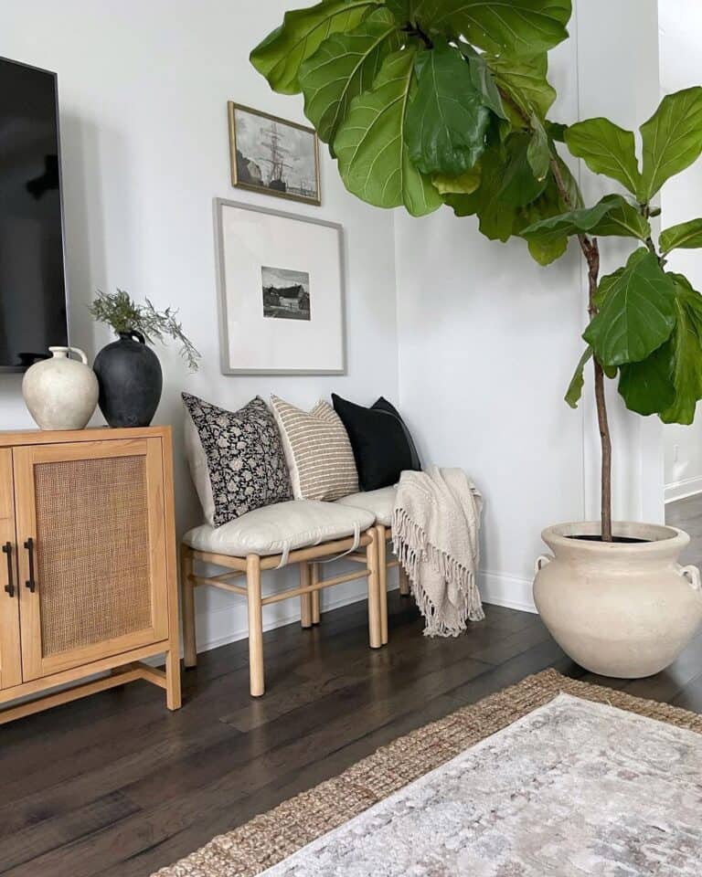 Neutral Layered Rugs in Living Room