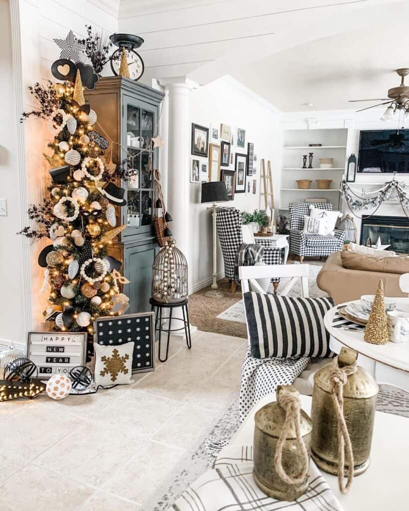 New Year Tree and Gray Hutch