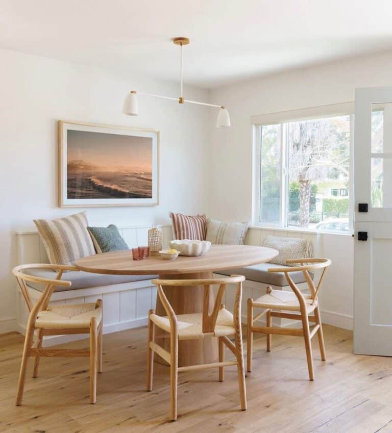 Oak Chairs in Wood Floor Dining Room