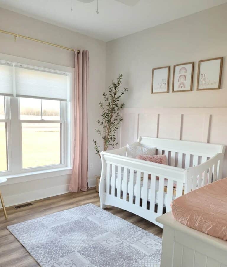 Off-White Wainscoting on an Off-White Girl Nursery Wall