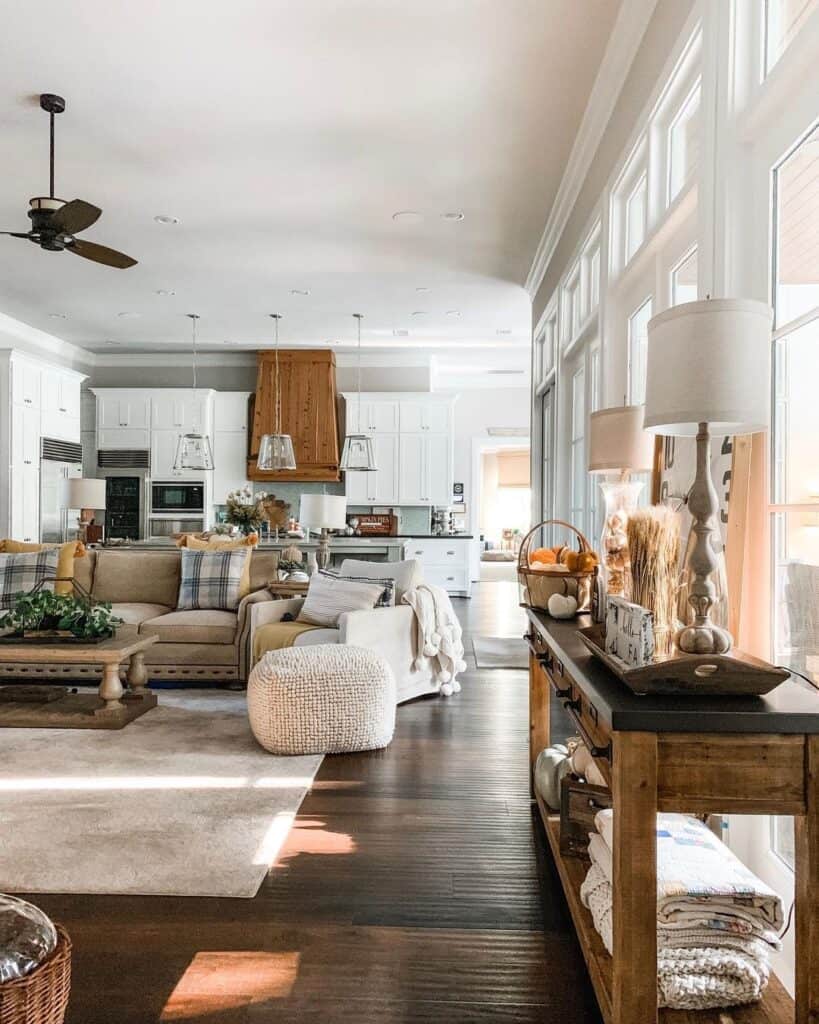 Open Kitchen and Farmhouse Living Room