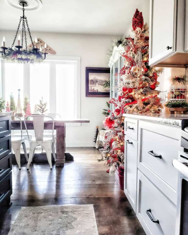 Open Kitchen with Festive Christmas Tree