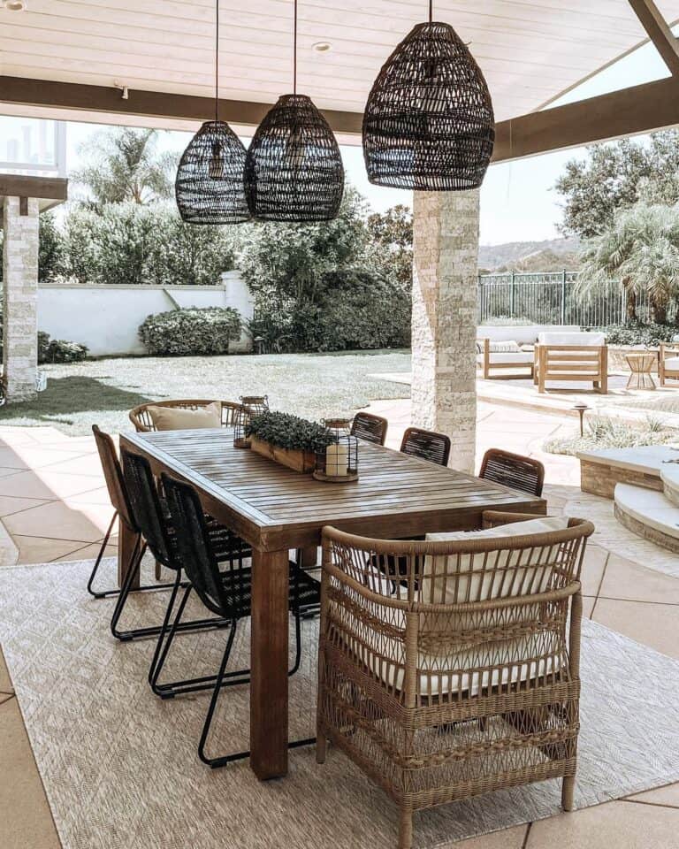 Patio Table with Rattan Dining Chairs