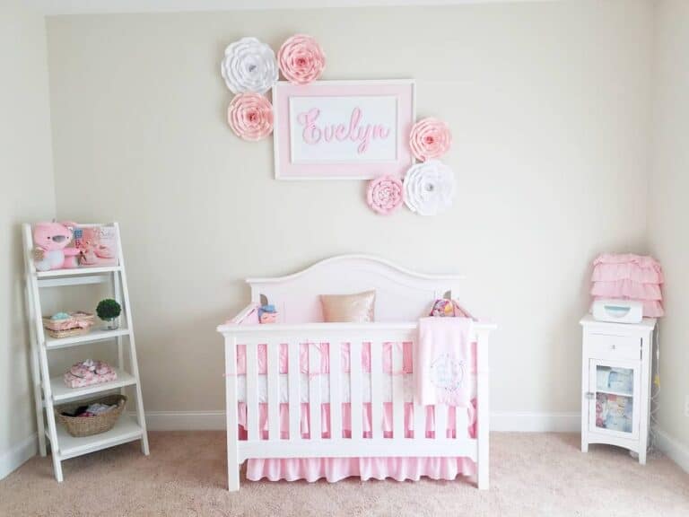 Pink and White Girl's Nursery Design
