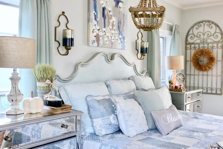 Queen Bed with Two Wall Sconces