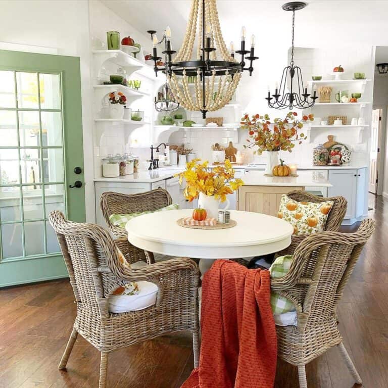 Rattan Kitchen Chairs for Round White Table
