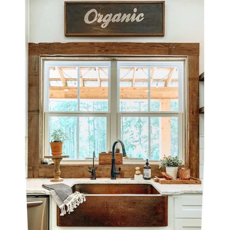 Reclaimed Wood Window Trim Behind Sink Soul & Lane