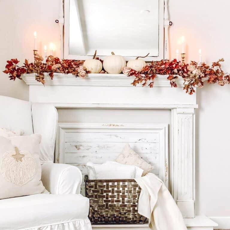 Red and White Fall Mantel