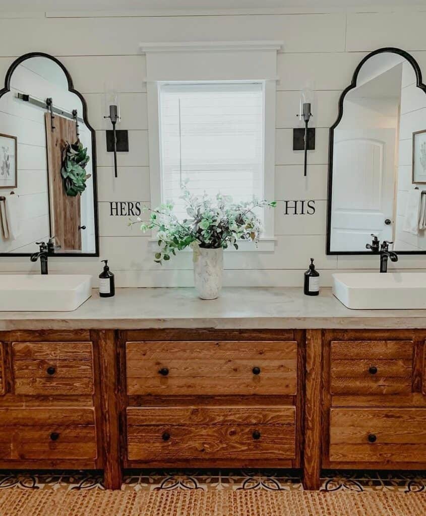 Rustic Bathroom with His and Hers Sink Vanity